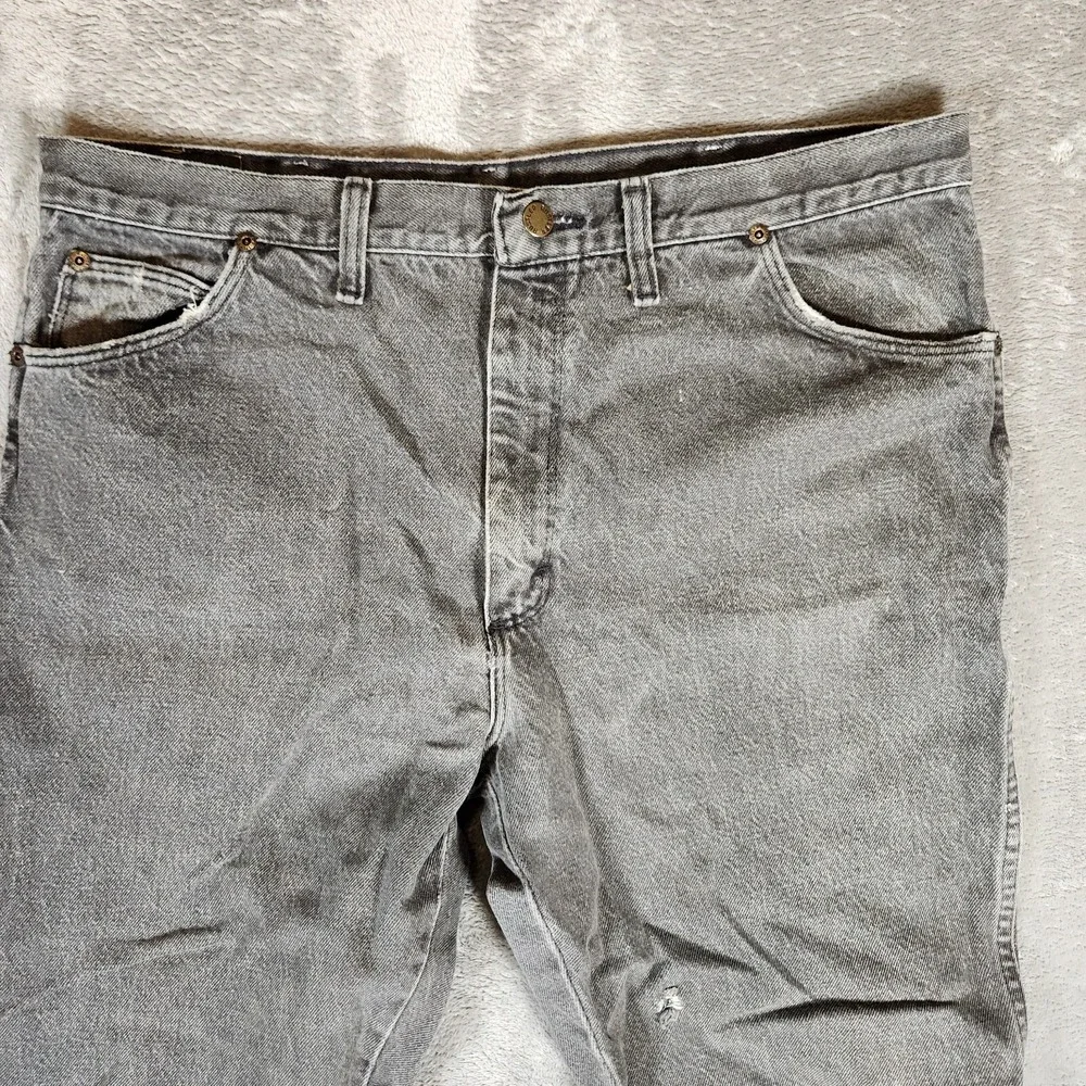 Vintage Rustler Jeans Men's 36X31 (Tag 38x32) Black Distressed Grunge‎ 87655BK